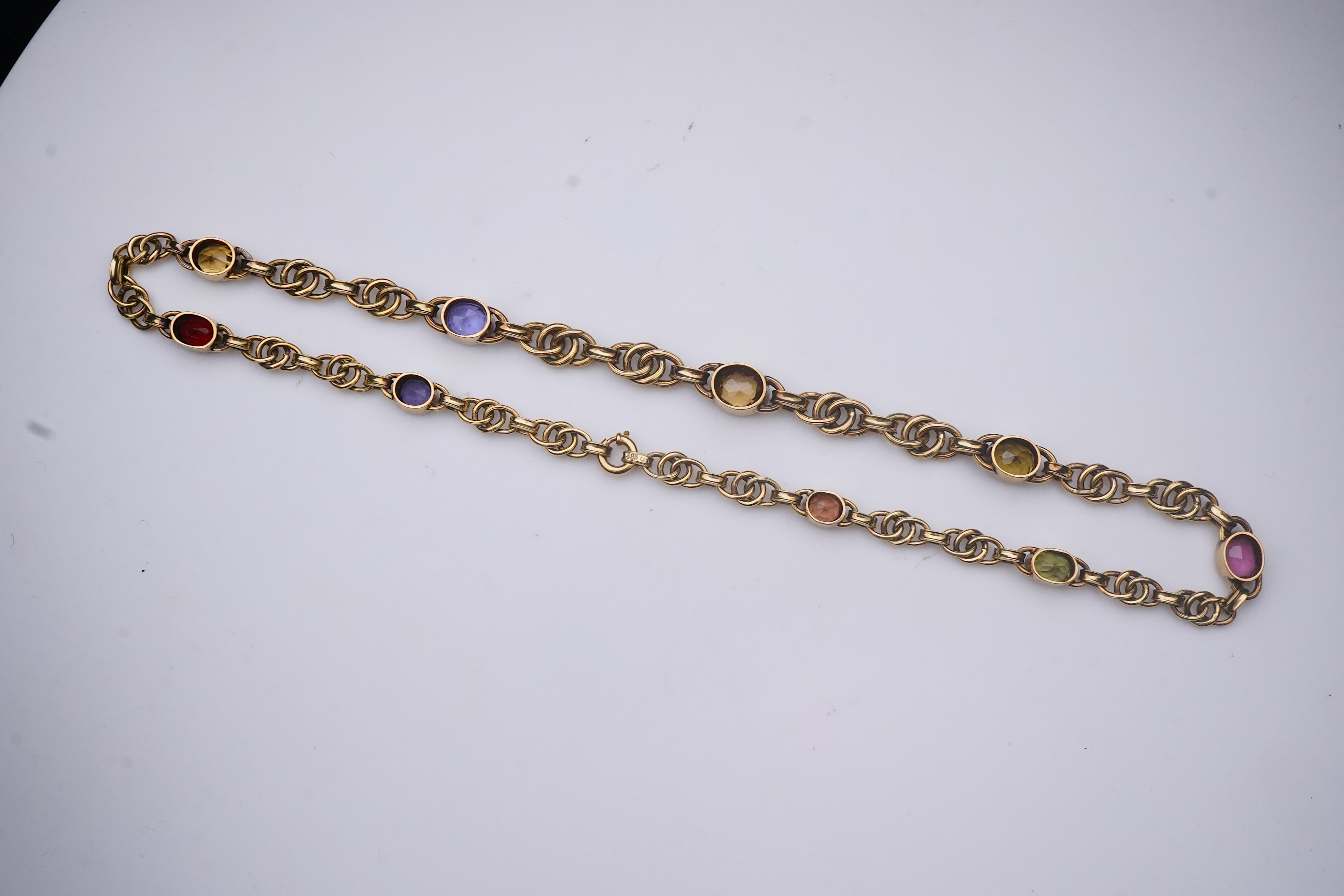 A multi-gem necklace